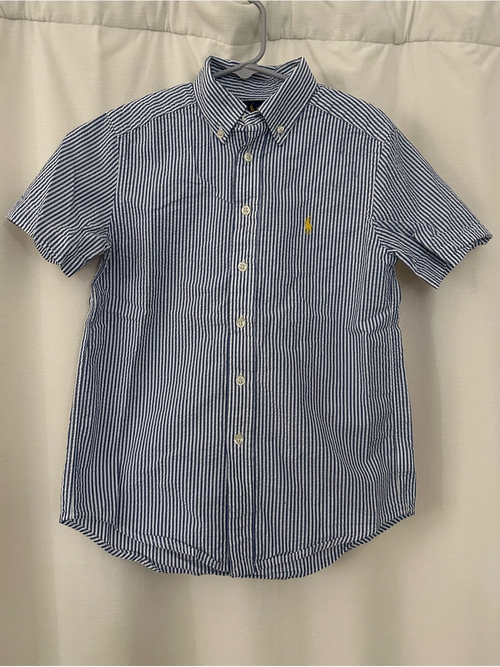 Ralph Lauren Boy’s Navy & White Striped Short-Sleeve Button-Down Shirt